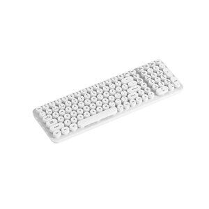 NORTH Full Size Wireless Keyboard Round Membrane Pop Keys White 105 Keys Dual Wi